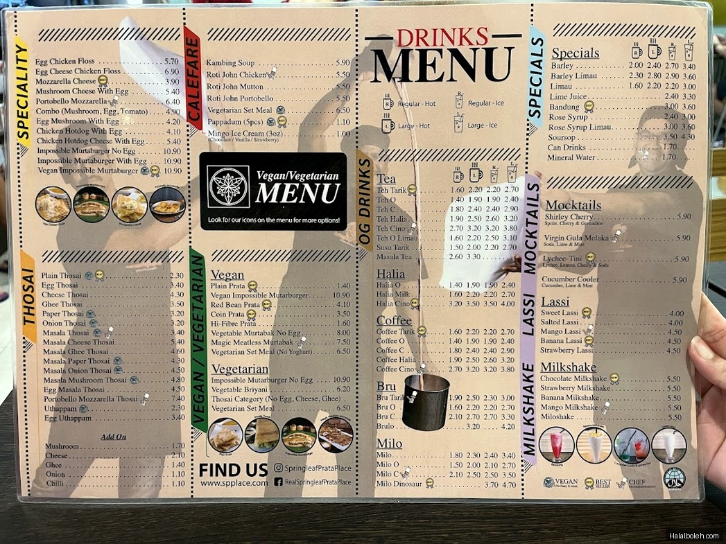 Springleaf Prata Place - menu