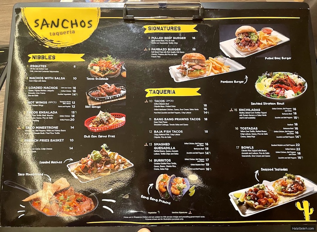 Sanchos Taqueria - menu