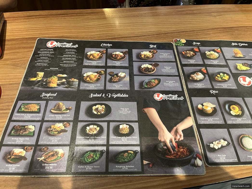 Ayam Penyet President - menu