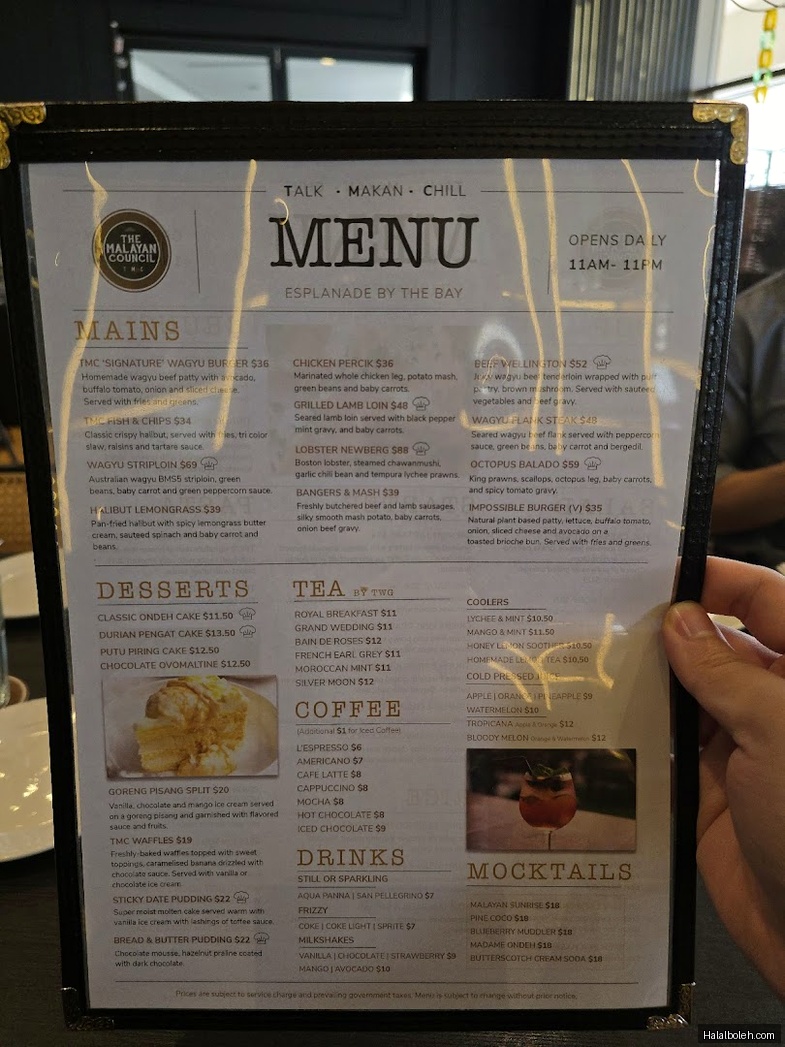 The Malayan Council - menu