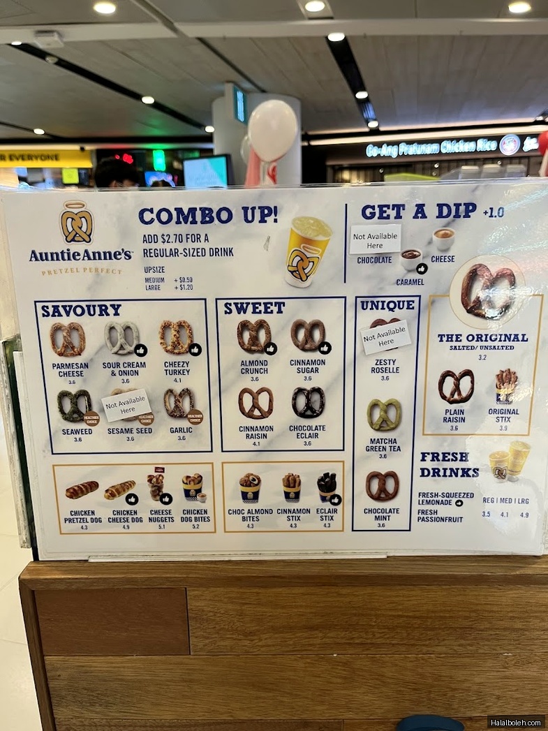 Auntie Anne's - menu