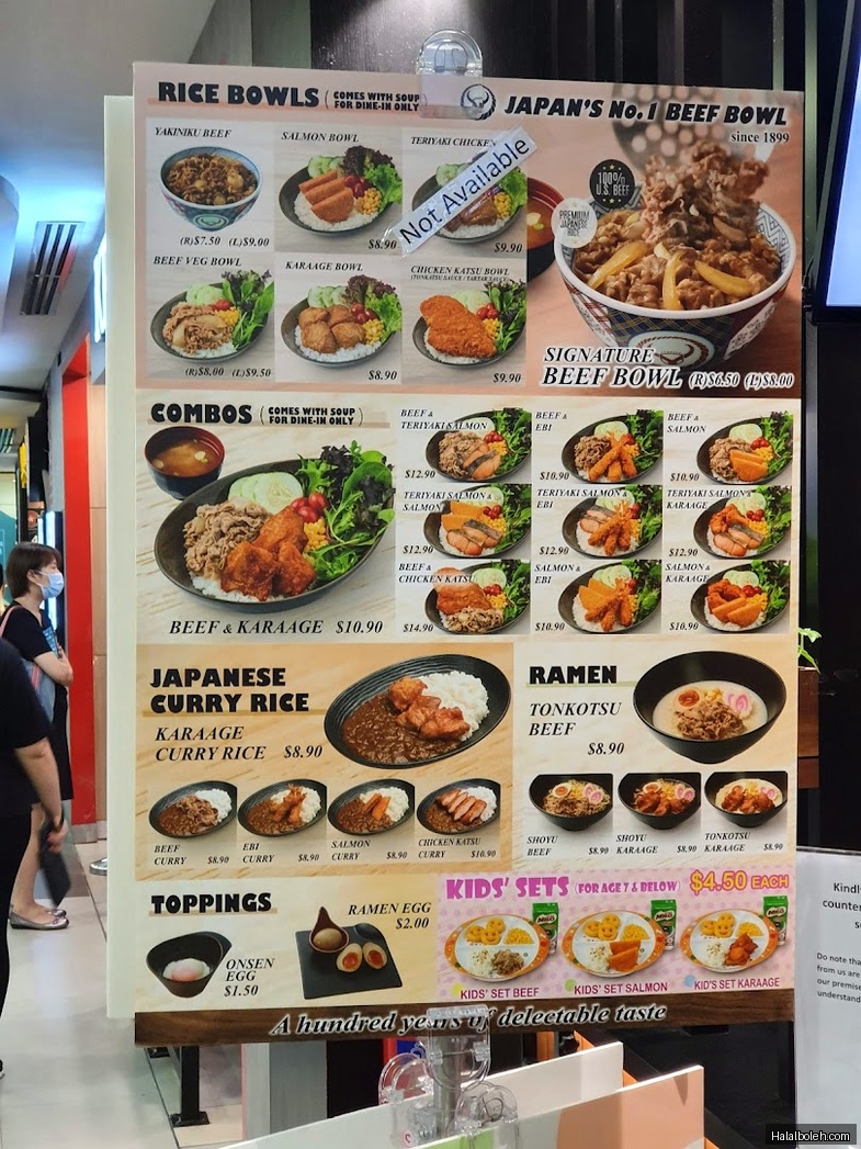 Yoshinoya - menu