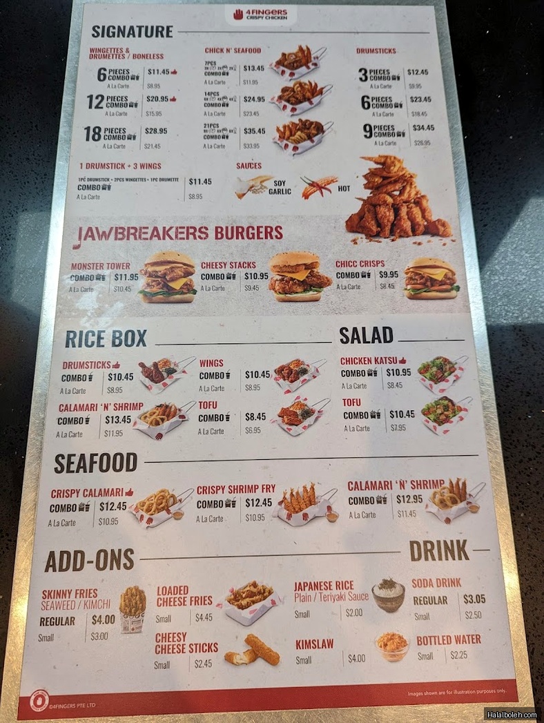 4 Fingers Crispy Chicken - menu
