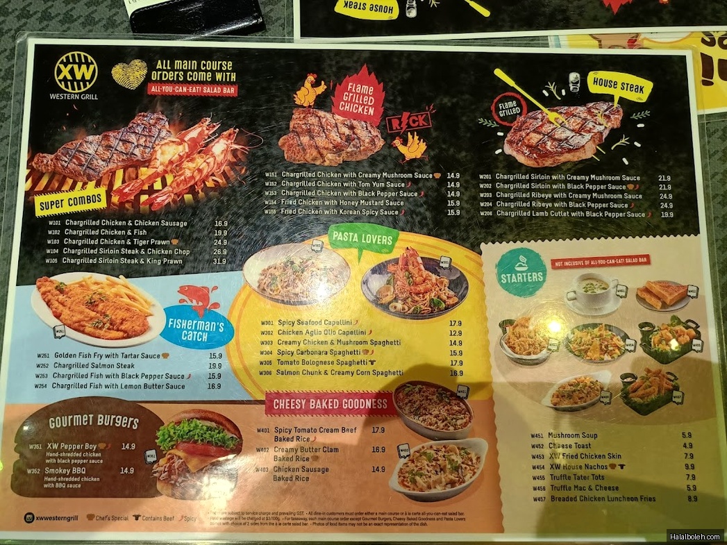 XW Western Grill at JEM - Menu
