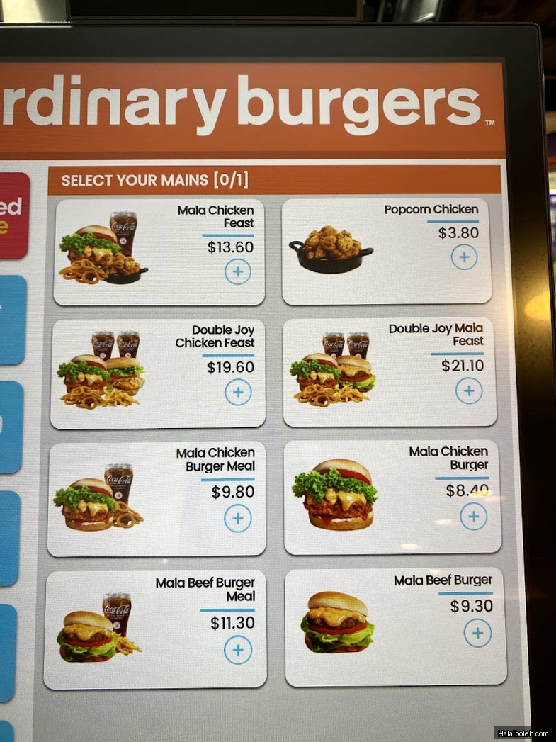Ordinary Burgers - menu