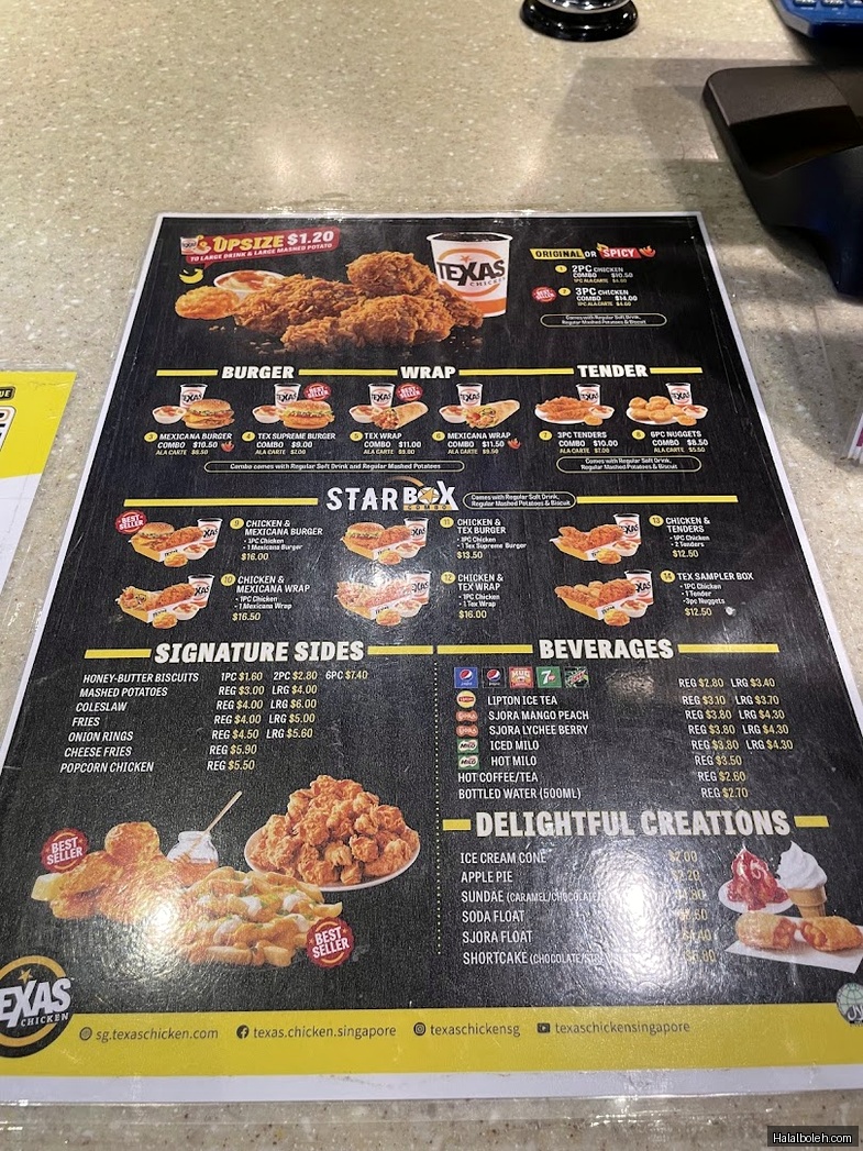 Texas Chicken - menu