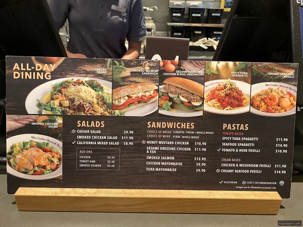 The Coffee Bean & Tea Leaf - menu