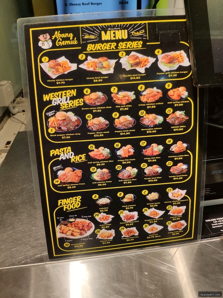Abang Gemuk - menu