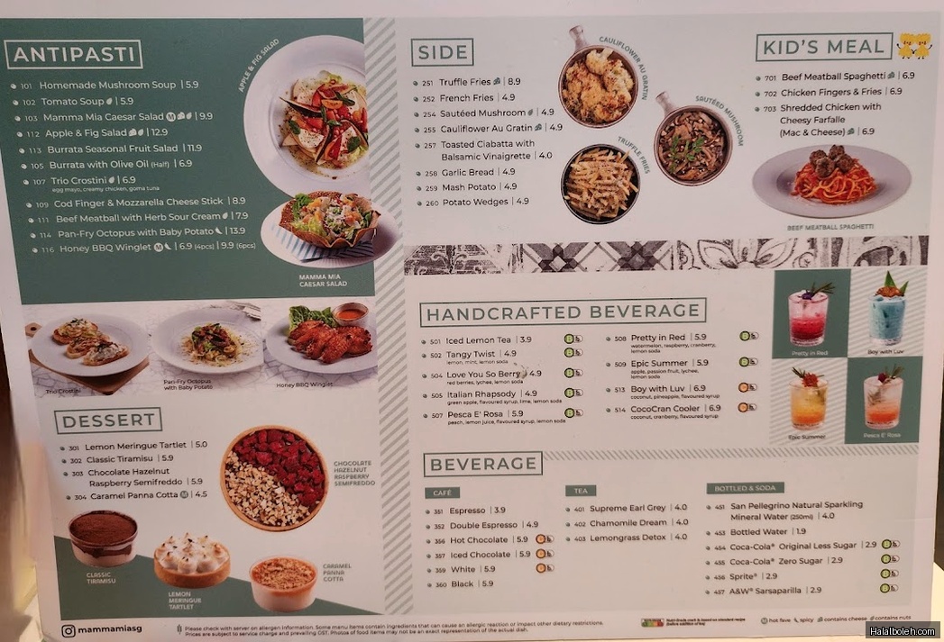 Mamma Mia Trattoria - menu