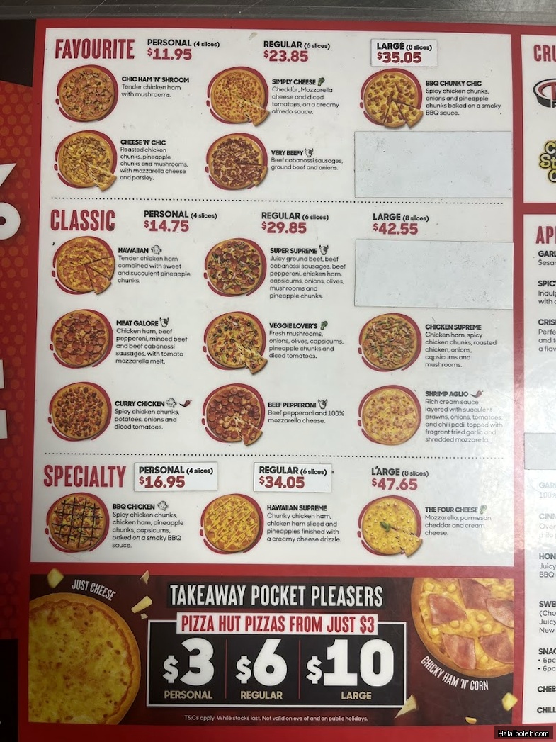 Pizza Hut - menu