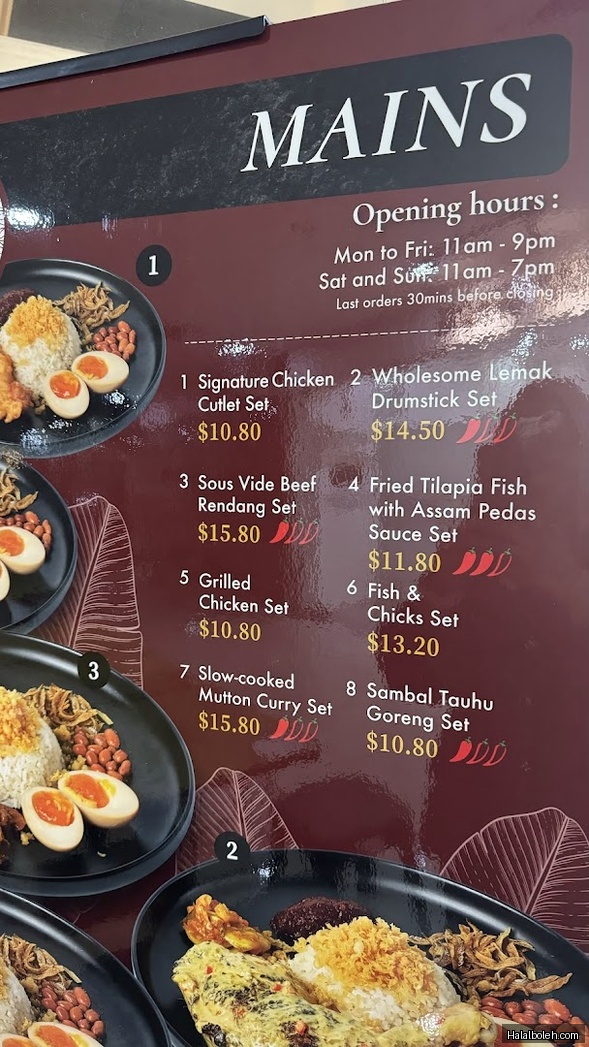 HUSK Nasi Lemak - menu