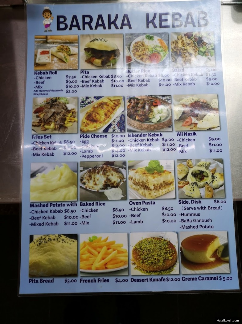 Baraka Kebab - menu