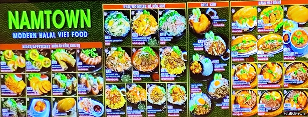 Namtown - menu
