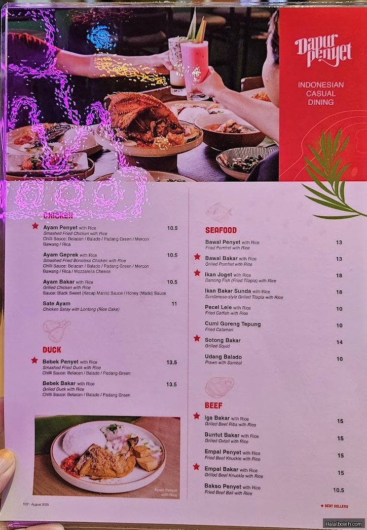 Dapur Penyet - menu