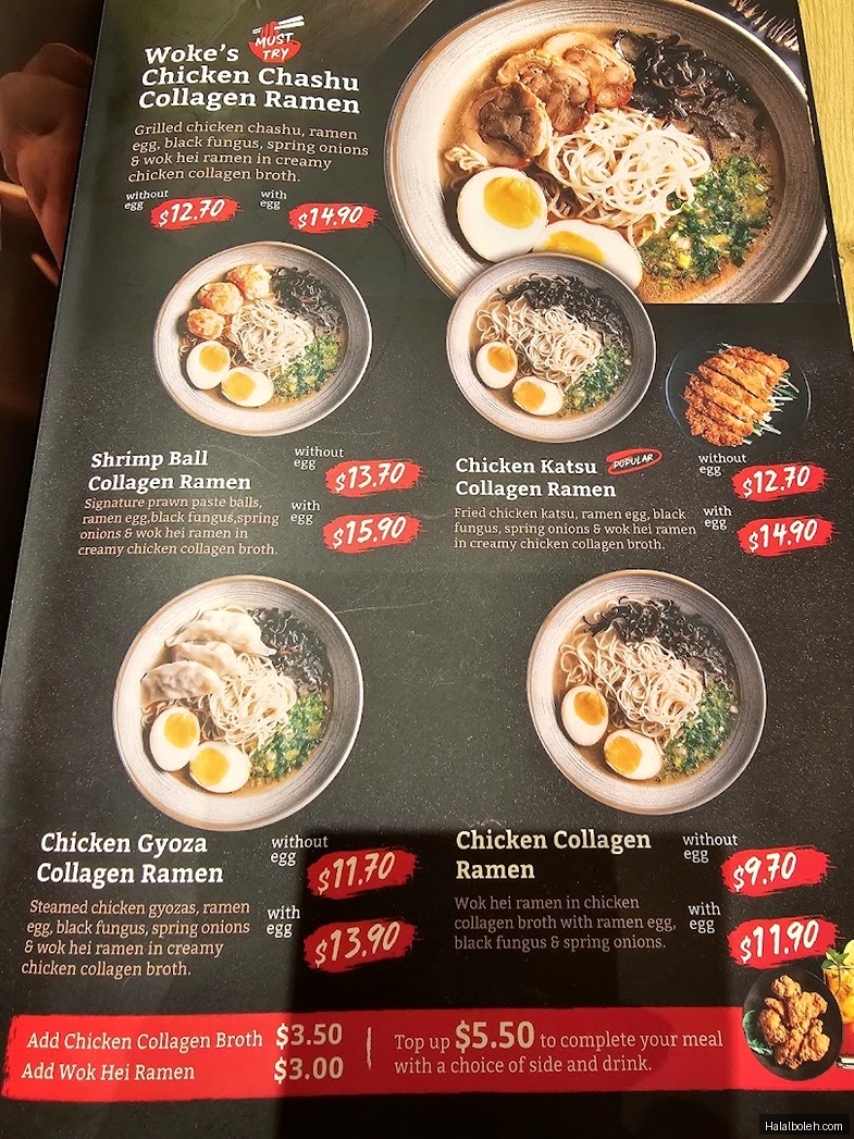 Woke Ramen - menu