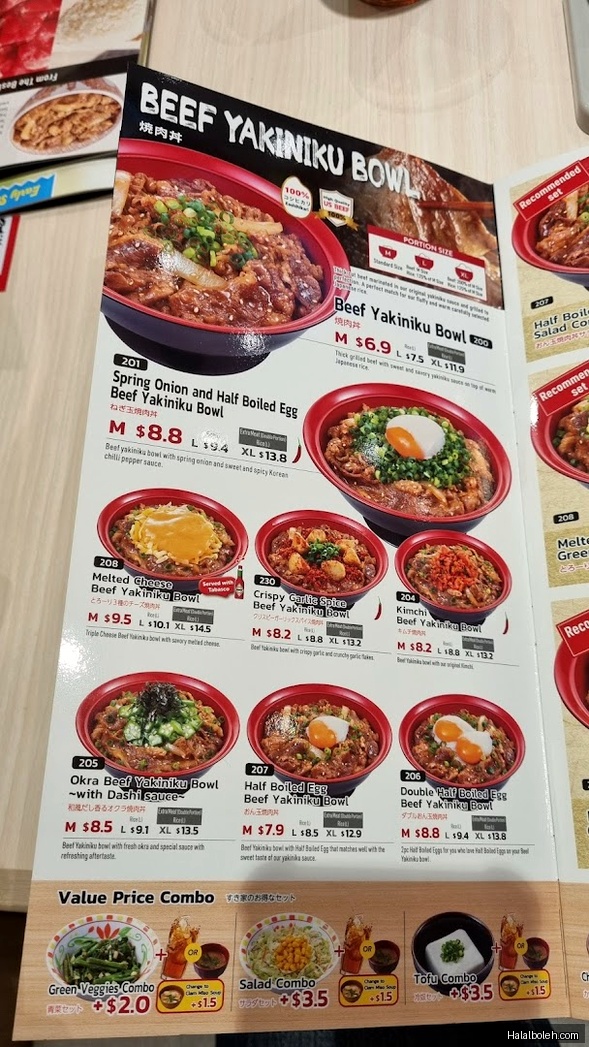 Sukiya - menu