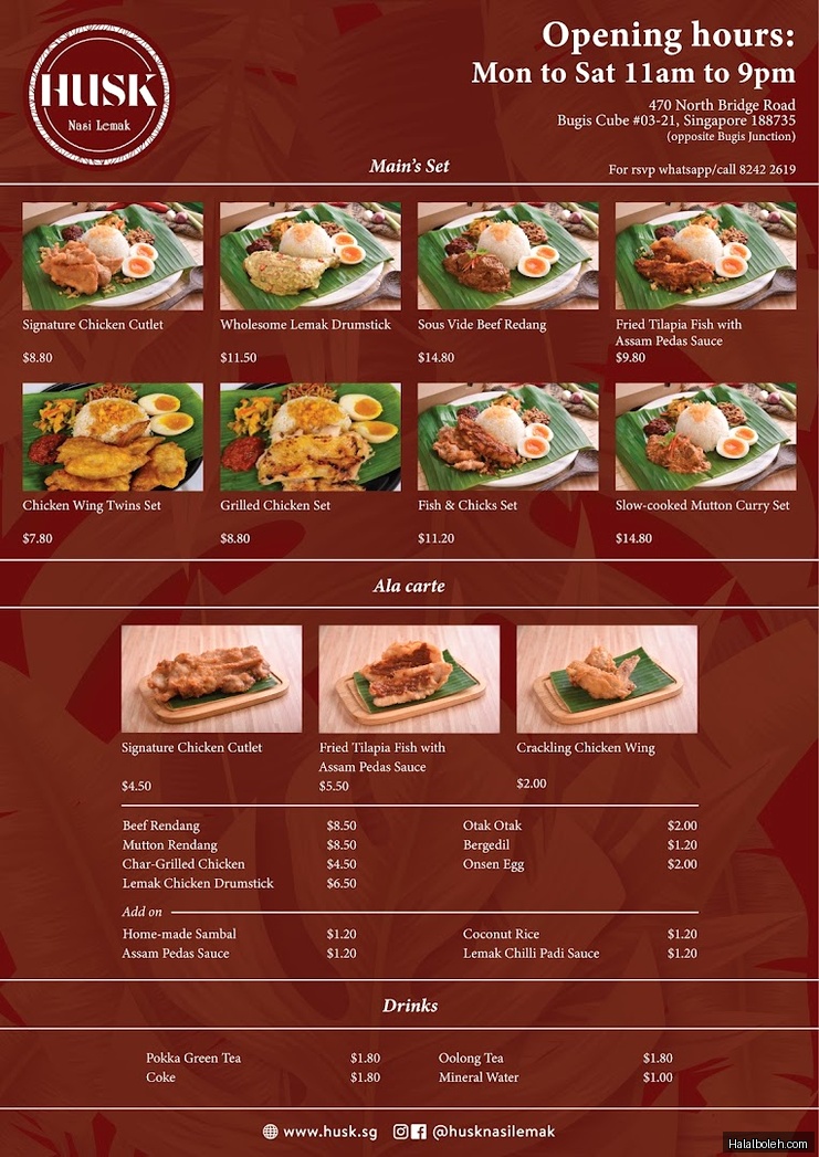 HUSK Nasi Lemak - menu