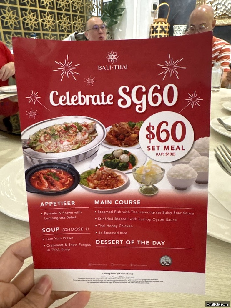 Bali Thai - menu