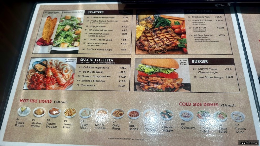 Andes by Astons at 293 Lorong 6 Toa Payoh - Menu