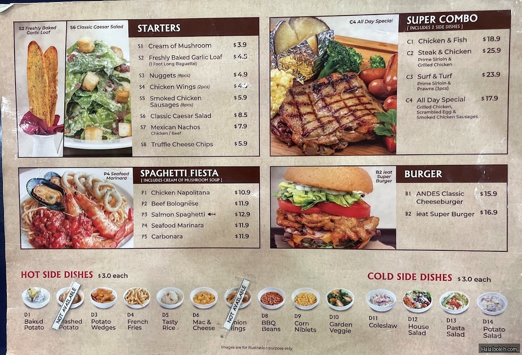 Andes by Astons at 293 Lorong 6 Toa Payoh - Menu