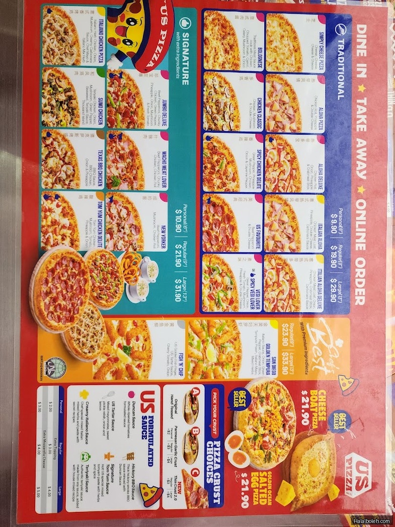 US Pizza at Funan Mall - Menu