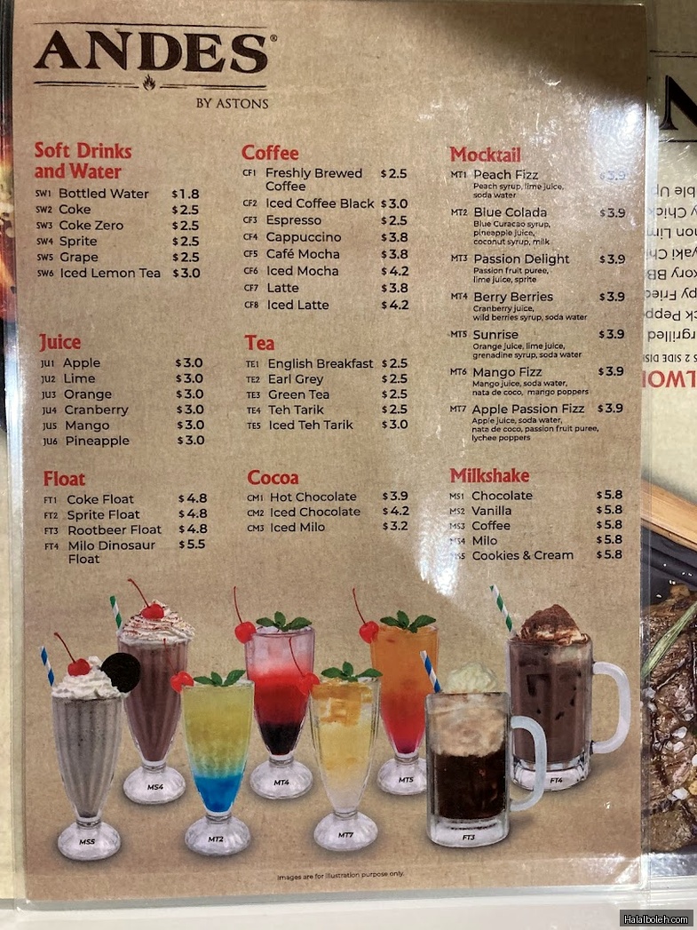 Andes by Astons - menu