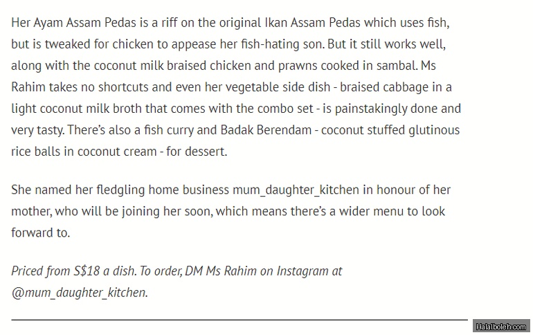 Mum Daughter Kitchen - menu