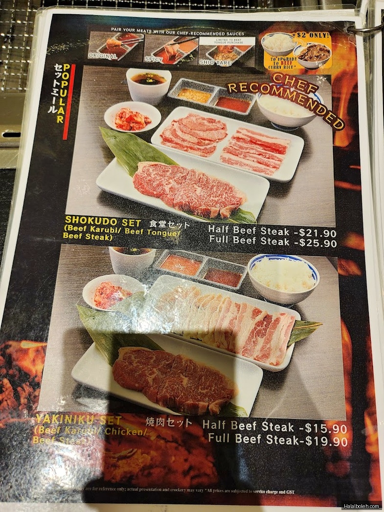 Yakiniku Shokudo - menu