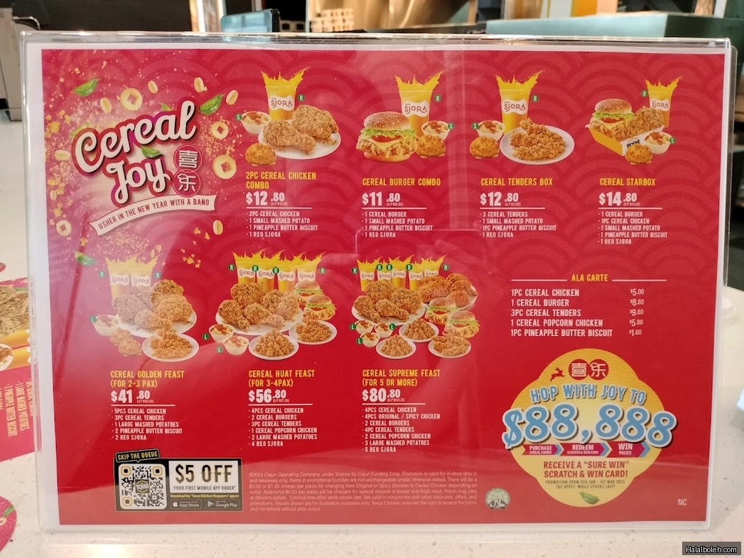 Texas Chicken - menu