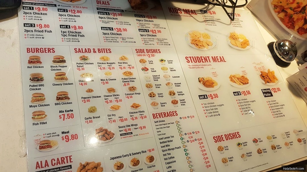 Chic-a-boo - menu