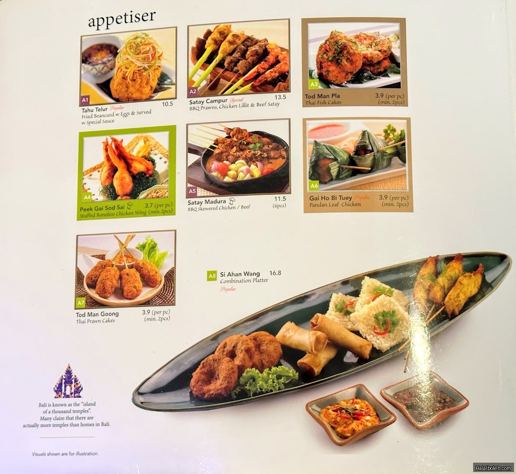 Bali Thai - menu