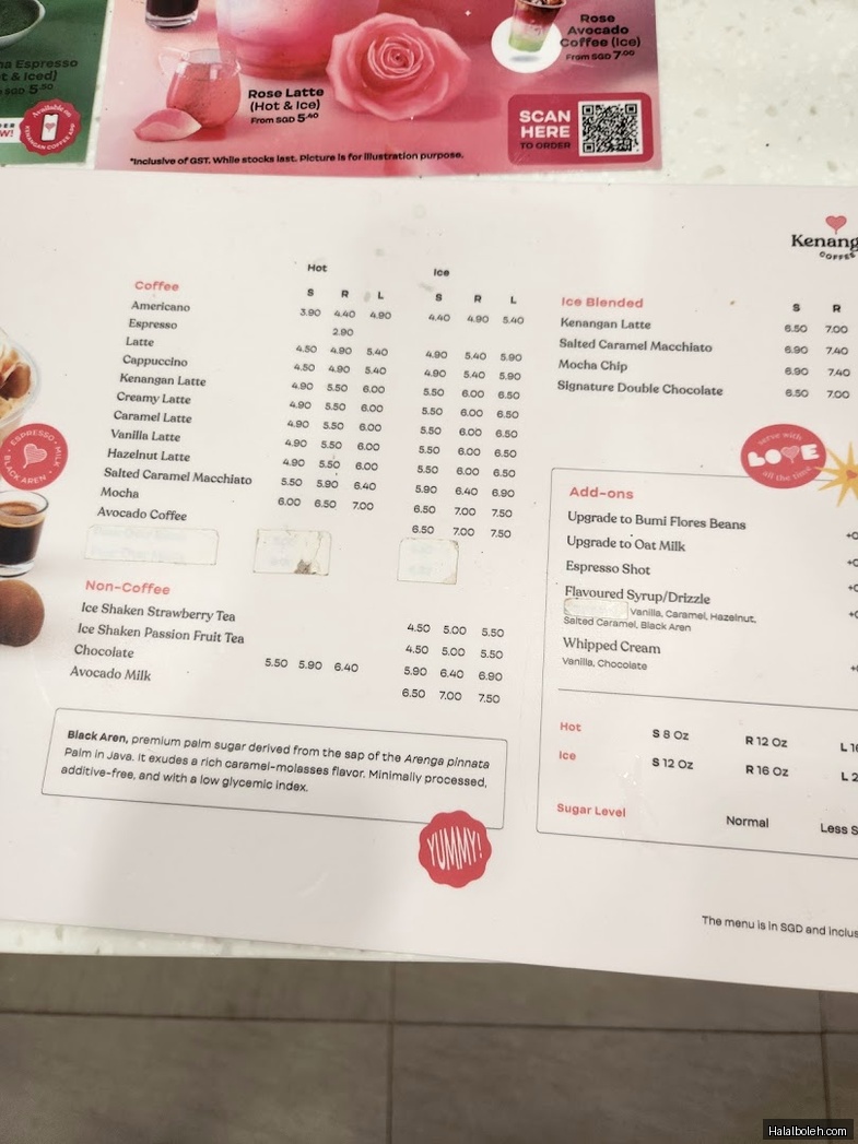 Kenangan Coffee - menu