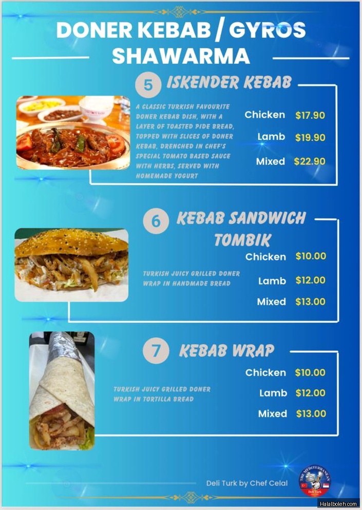 Deli Turk - menu