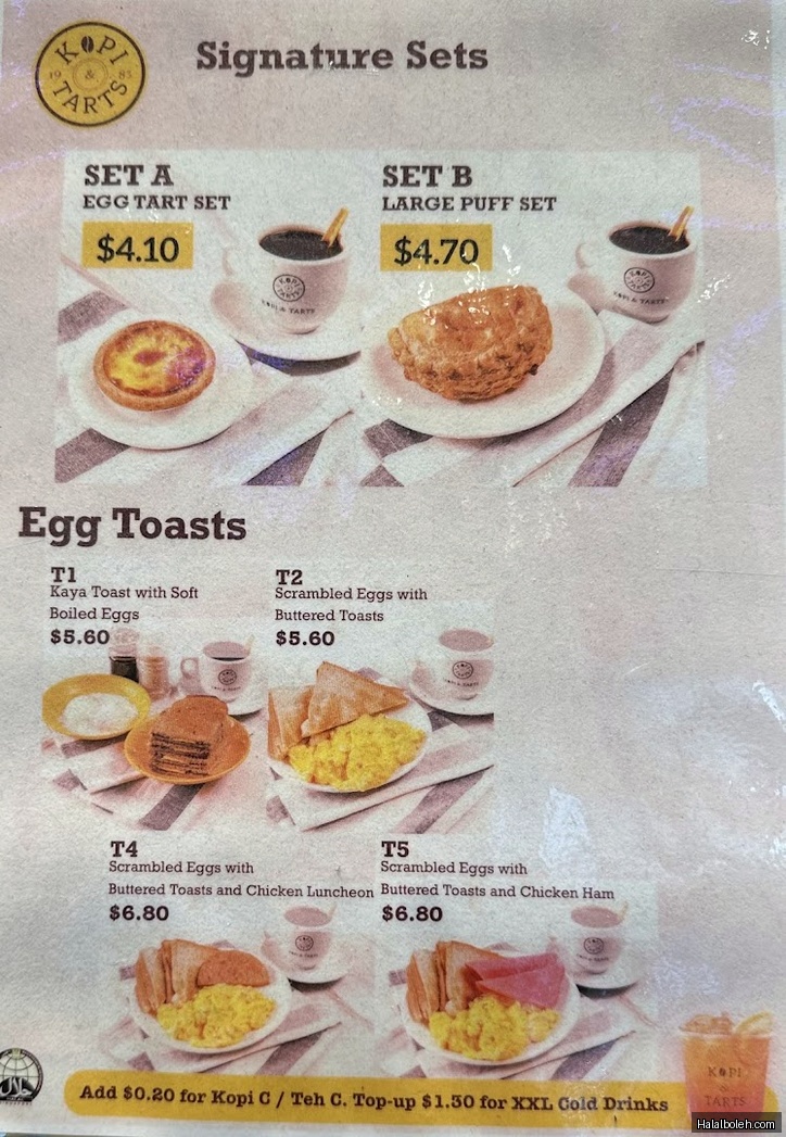 Kopi & Tarts - menu
