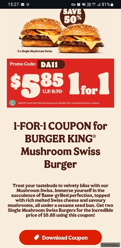 Burger King - menu