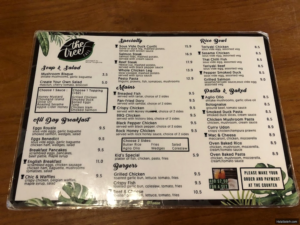 The Tree Cafe - menu