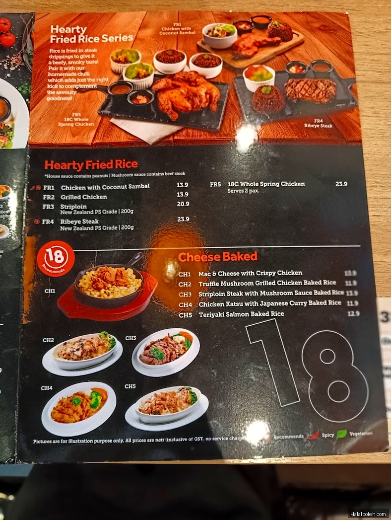 Eighteen Chefs - menu