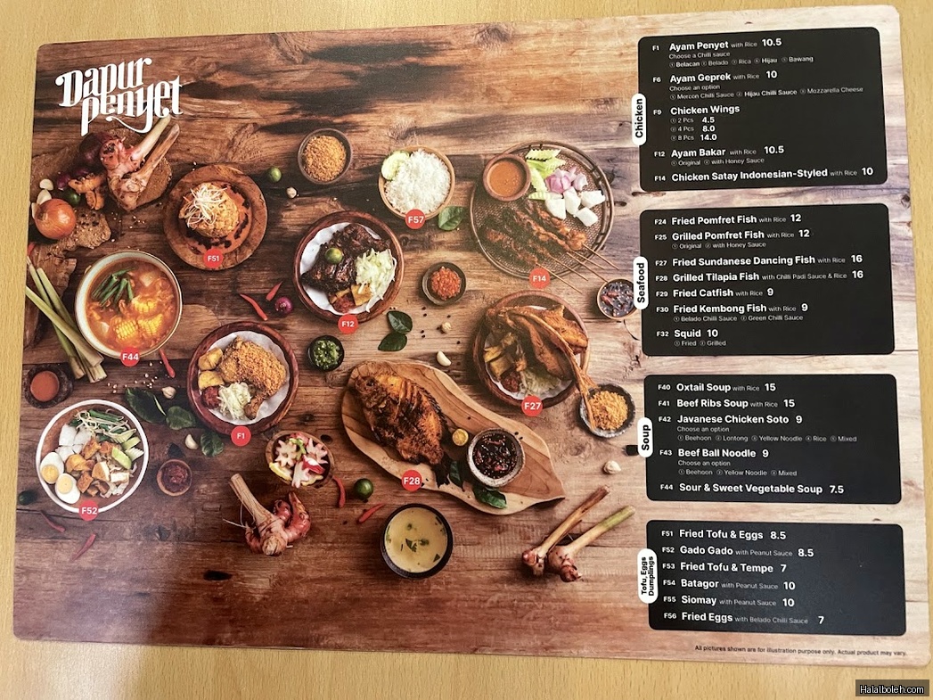 Dapur Penyet - menu