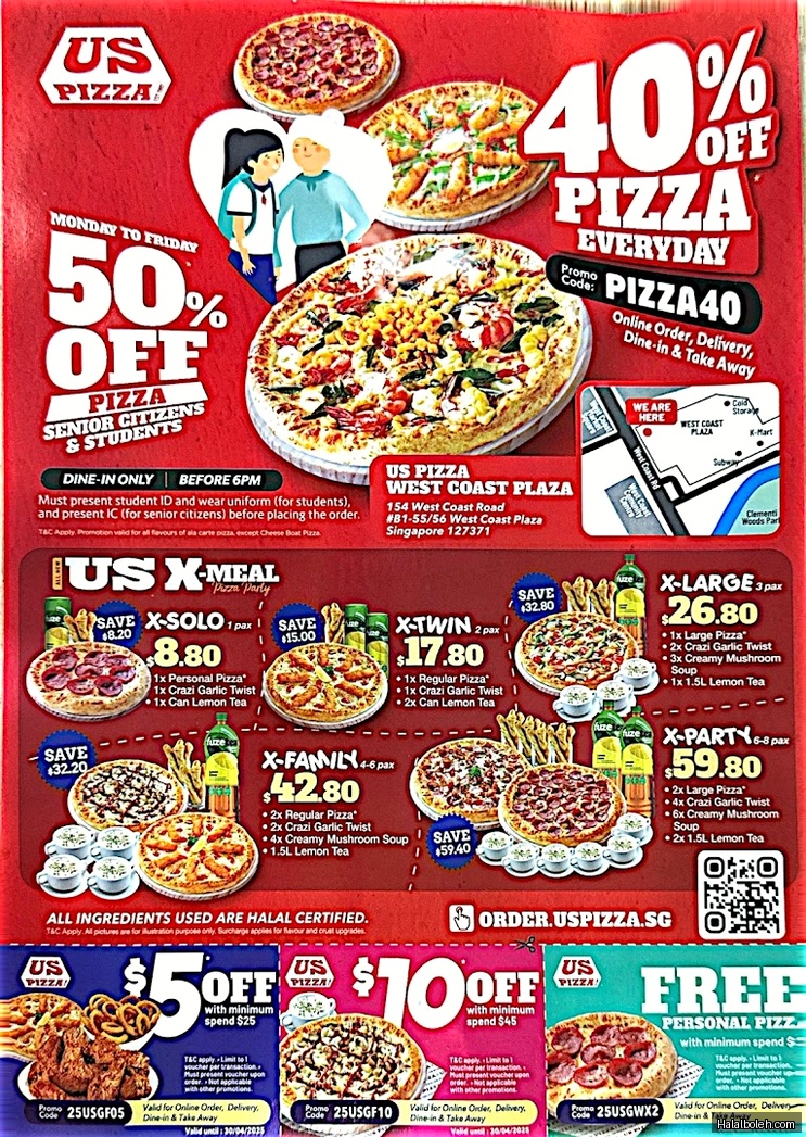 US Pizza - menu
