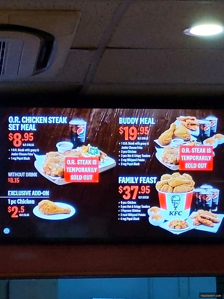 KFC - menu
