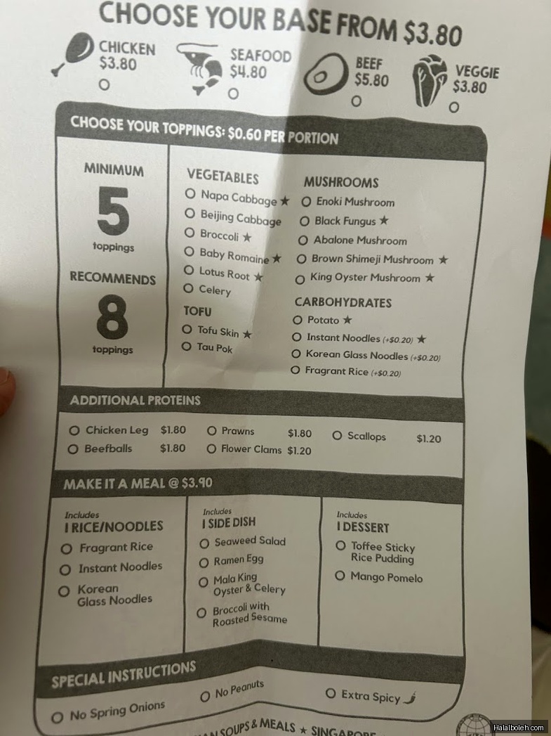 Hugabo - menu