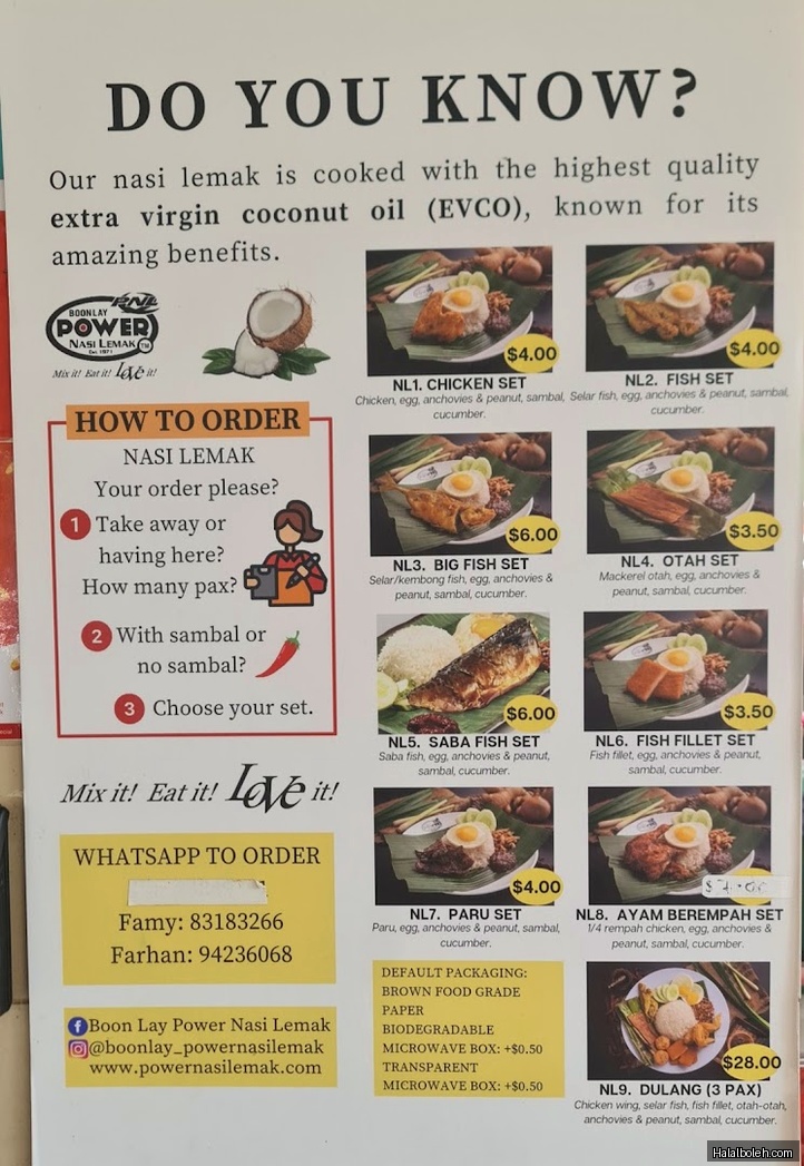 Boon Lay Power Nasi Lemak - menu