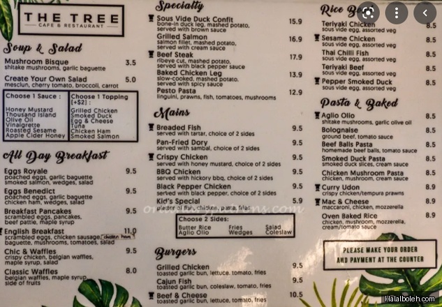 The Tree Cafe - menu