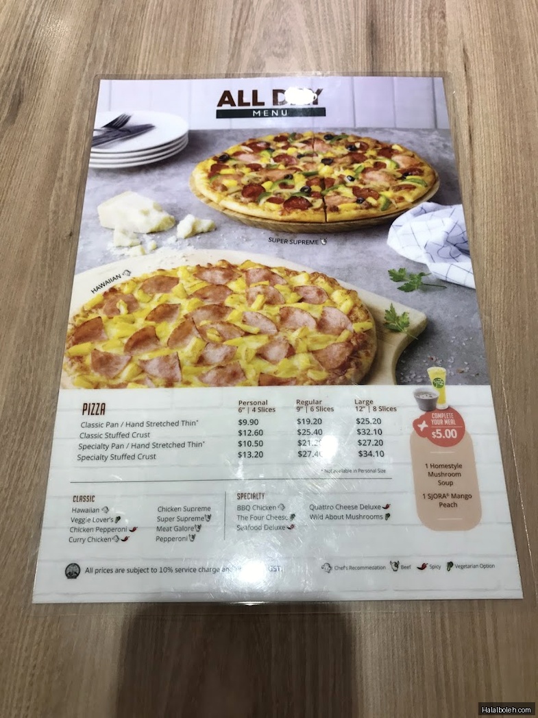 Pizza Hut - menu