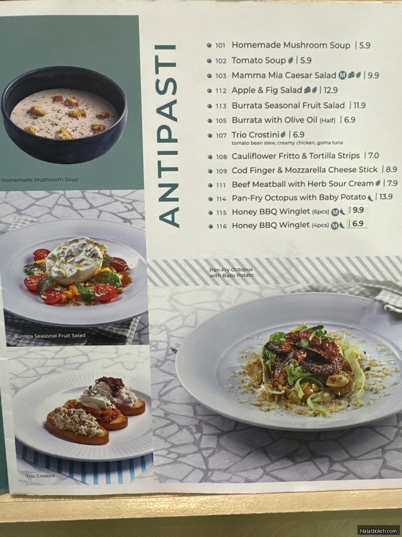 Mamma Mia Trattoria - menu