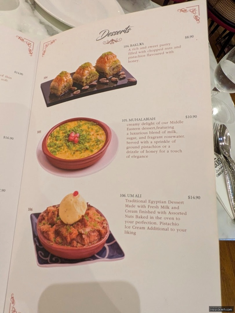 Tarboush Restaurant - menu