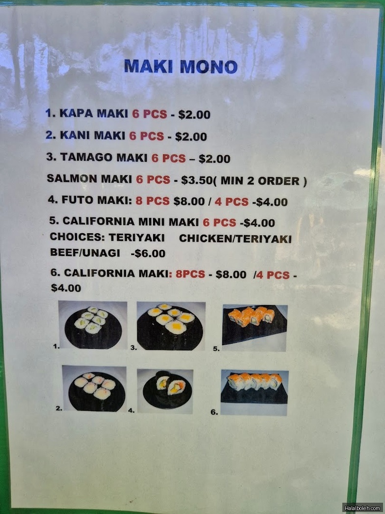 Oishii Corner - menu