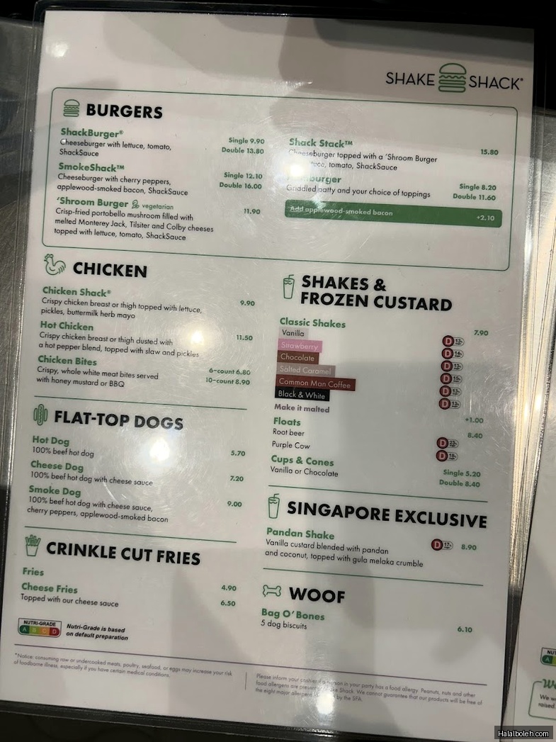 Shake Shake in a Tub - menu
