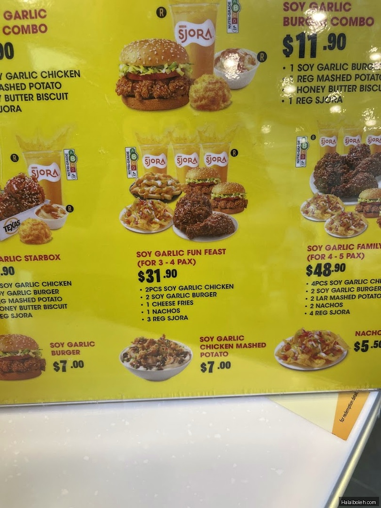 Texas Chicken - menu