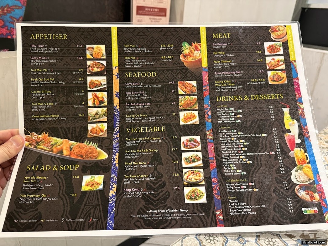 Bali Thai - menu